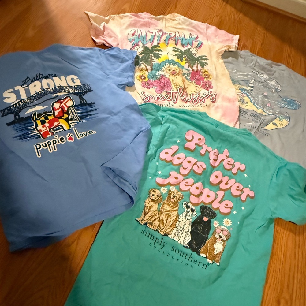 Simply Southern Short Sleeve Tees - Blue, Pink, Green, Gray
